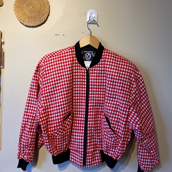 Mossino massimo small red checkered cotton/ polyester lightweight bomber jacket… - Picture 2 of 6